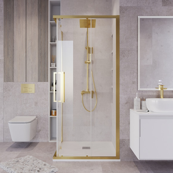 Душевой уголок Grossman Cosmo 90х90 300.K33.02.9090.32.00 профиль Золото сатин стекло прозрачное Душевой уголок Grossman Cosmo 90х90 300.K33.02.9090.32.00 профиль Золото сатин стекло прозрачное