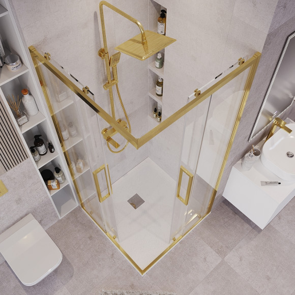 Душевой уголок Grossman Cosmo 90х90 300.K33.02.9090.32.00 профиль Золото сатин стекло прозрачное Душевой уголок Grossman Cosmo 90х90 300.K33.02.9090.32.00 профиль Золото сатин стекло прозрачное