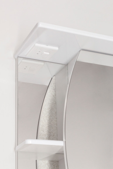 Зеркало Style Line Эко волна Камелия 60 С с подсветкой и полками Белый глянец