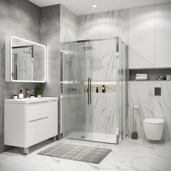 Душевой уголок Grossman Cosmo 130х70 120.K33.02.1370.10.02 профиль Хром стекло шиншилла Душевой уголок Grossman Cosmo 130х70 120.K33.02.1370.10.02 профиль Хром стекло шиншилла