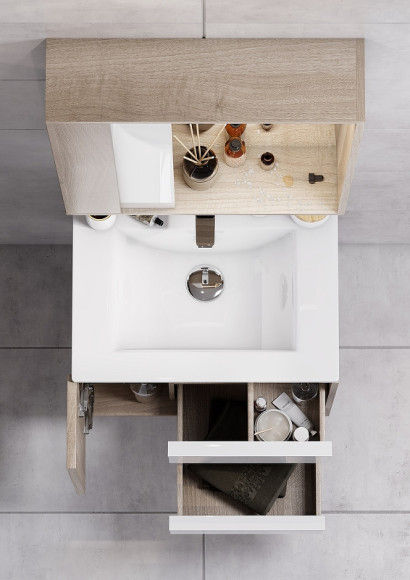 Тумба под раковину Aquaton Бостон 60 1A252501BN010 подвесная Дуб эврика Белый