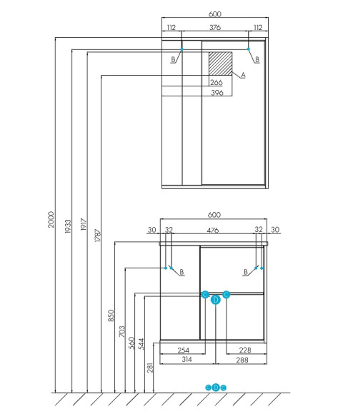 Тумба под раковину Aquaton Бостон 60 1A252501BN010 подвесная Дуб эврика Белый