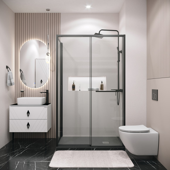 Душевой уголок Grossman Style 120х70 120.K33.05.1270.21.00 профиль Черный матовый стекло прозрачное Душевой уголок Grossman Style 120х70 120.K33.05.1270.21.00 профиль Черный матовый стекло прозрачное