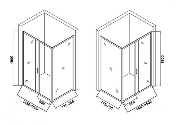 Душевой уголок Orange 150x80 E23-15080TCR профиль Хром стекло прозрачное Душевой уголок Orange 150x80 E23-15080TCR профиль Хром стекло прозрачное