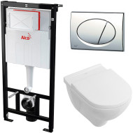 Комплект унитаза Villeroy&Boch O Novo 5660H101 с инсталляцией Alcaplast Sadromodul AM101/1120-3:1 RU M71-0001 с сиденьем Микролифт и клавишей смыва Хром Комплект унитаза Villeroy&Boch O Novo 5660H101 с инсталляцией Alcaplast Sadromodul AM101/1120-3:1 RU M71-0001 с сиденьем Микролифт и клавишей смыва Хром