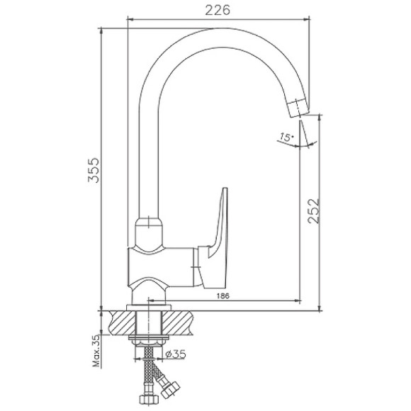 Смеситель для кухни Haiba HB4068 Хром Смеситель для кухни Haiba HB4068 Хром