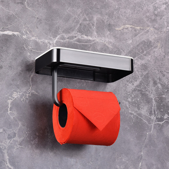 Держатель туалетной бумаги Abber Westen AA1730B с полкой Черный матовый Держатель туалетной бумаги Abber Westen AA1730B с полкой Черный матовый