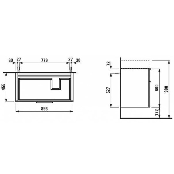 Тумба под раковину Laufen Kartell 90 4.0760.2.033.635.1 подвесная Оранжевая глянцевая