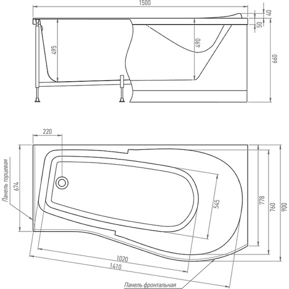 Акриловая ванна Timo Vino 150x90 R VINO1590R без гидромассажа Акриловая ванна Timo Vino 150x90 R VINO1590R без гидромассажа