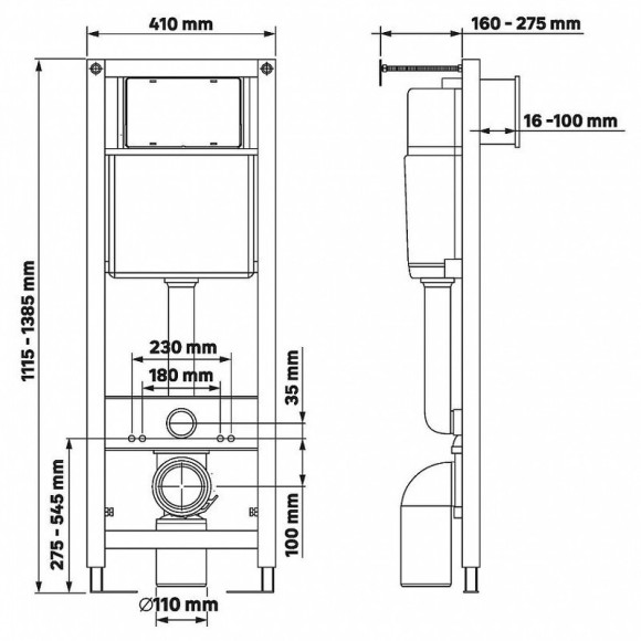 Инсталляция Berges Atom 410 040346 для унитаза с клавишей смыва Хром матовый Инсталляция Berges Atom 410 040346 для унитаза с клавишей смыва Хром матовый