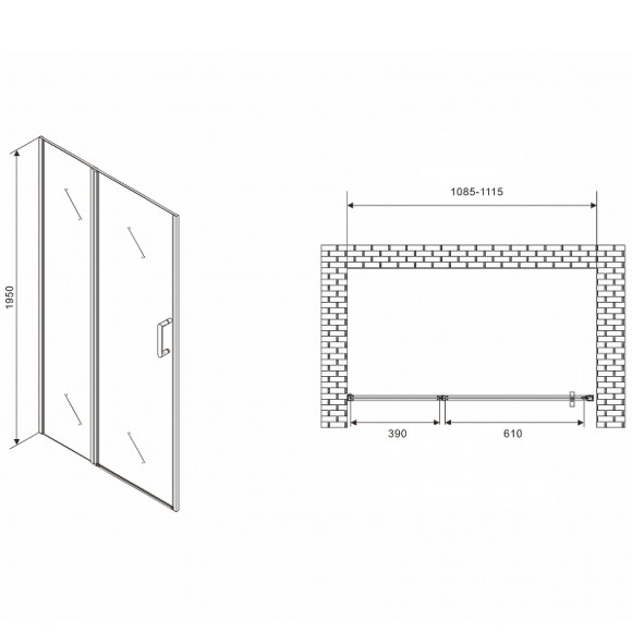 Душевая дверь Abber Sonnenstrand 110 AG04110MS профиль Хром стекло матовое Душевая дверь Abber Sonnenstrand 110 AG04110MS профиль Хром стекло матовое