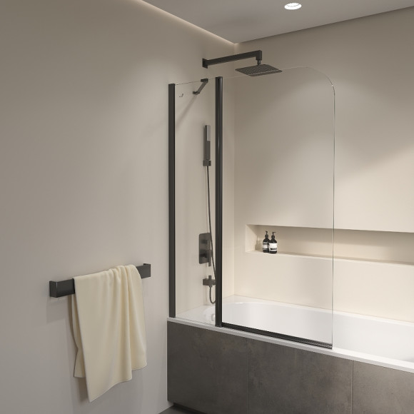 Шторка на ванну RGW Screens SC-011B 100х140 351101110-14 профиль Черный стекло прозрачное