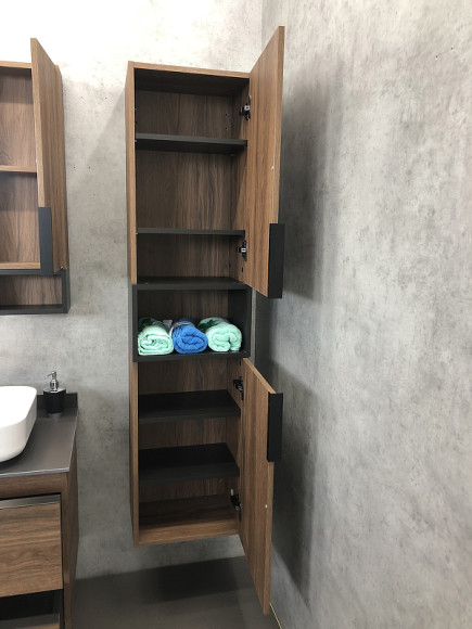 Шкаф пенал Comforty Штутгарт 40 00004151544 подвесной Дуб темно-коричневый Черный матовый