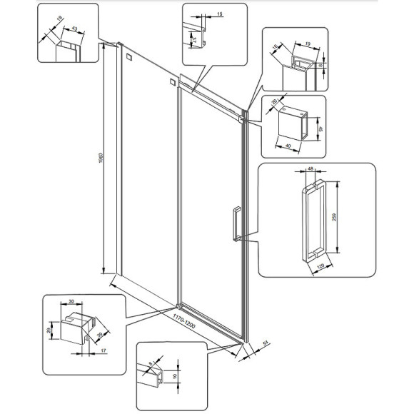 Душевая дверь Veconi Vianno VN-70 120 VN70-120-01-19C4 профиль Черный матовый стекло прозрачное Душевая дверь Veconi Vianno VN-70 120 VN70-120-01-19C4 профиль Черный матовый стекло прозрачное