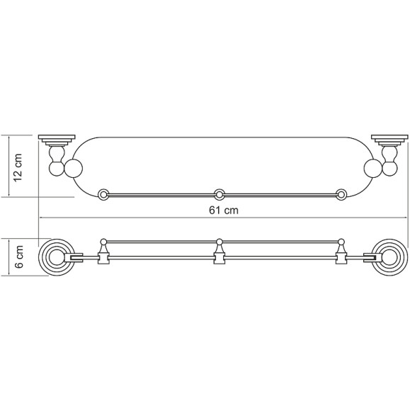 Стеклянная полка WasserKRAFT Ammer K-7044 Хром матовый Стеклянная полка WasserKRAFT Ammer K-7044 Хром матовый
