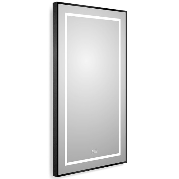 Зеркало BelBagno Kraft 50 SPC-KRAFT-500-900-LED-TCH-WARM-NERO с подсветкой Черное с сенсорным выключателем и подогревом
