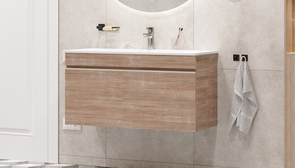 Тумба под раковину Velvex Pulsus 100 tp.PUL.PUL.100.1Y подвесная Дуб сонома Тумба под раковину Velvex Pulsus 100 tp.PUL.PUL.100.1Y подвесная Дуб сонома