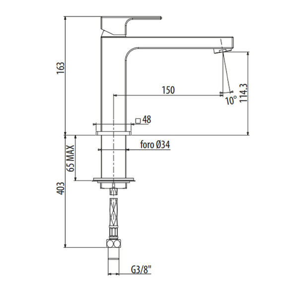 Смеситель для раковины Gattoni Kubik 2581/25N0 Черный матовый