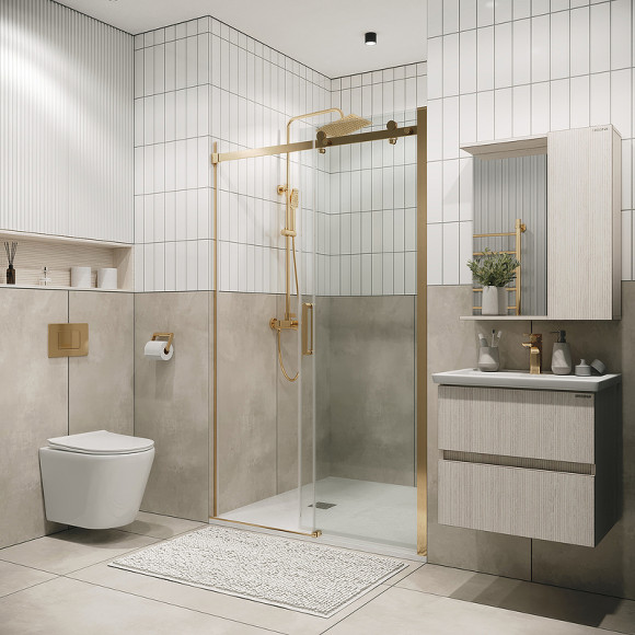 Душевая дверь Grossman Classic 110 100.K33.04.110.32.00 профиль Золото сатин стекло прозрачное Душевая дверь Grossman Classic 110 100.K33.04.110.32.00 профиль Золото сатин стекло прозрачное