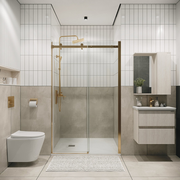 Душевая дверь Grossman Classic 110 100.K33.04.110.32.00 профиль Золото сатин стекло прозрачное Душевая дверь Grossman Classic 110 100.K33.04.110.32.00 профиль Золото сатин стекло прозрачное