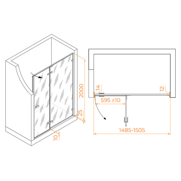 Душевая дверь RGW Stilvoll SV-004 150 353200415-21 профиль Хром стекло матовое