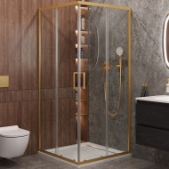 Душевой уголок Cezares Molveno 90x90 MOLVENO-A-2-90-C-BORO-IV профиль Брашированное золото стекло прозрачное