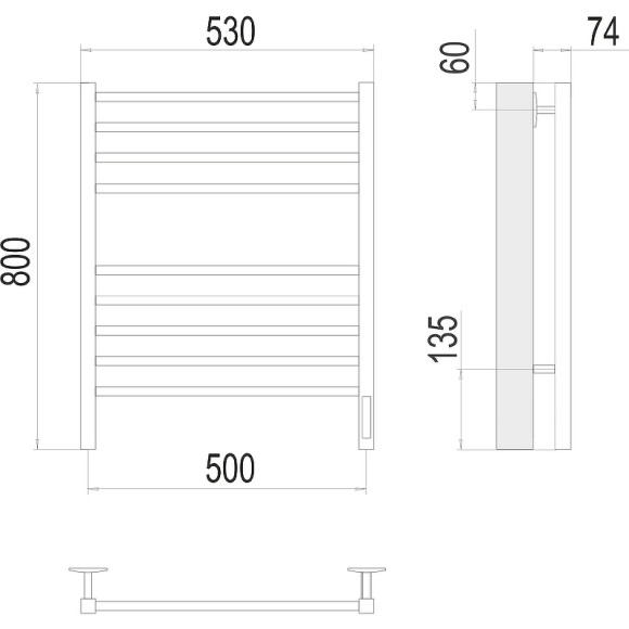 Электрический полотенцесушитель Terminus Ватикан П8 500х800 КС 9003 4670078527530 Белый матовый
