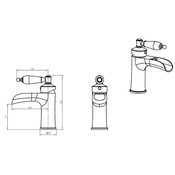 Смеситель для раковины Boheme Vogue 201-BSW Бронза Смеситель для раковины Boheme Vogue 201-BSW Бронза
