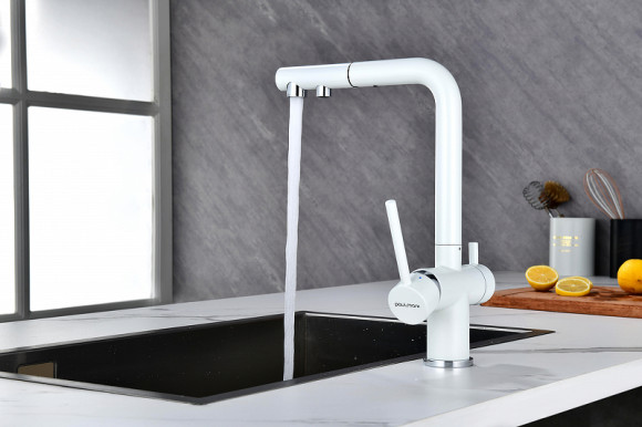 Смеситель для кухни Paulmark Serpentine Se213222-431 Белый матовый