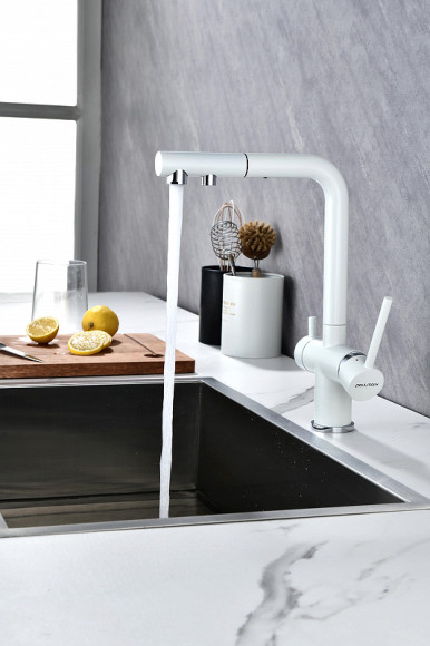 Смеситель для кухни Paulmark Serpentine Se213222-431 Белый матовый