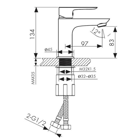 Смеситель для раковины Kaiser Cezar 05011 Хром Смеситель для раковины Kaiser Cezar 05011 Хром