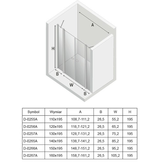 Душевая дверь New Trendy New Soleo Chrome 110 D-0255A профиль Хром стекло прозрачное