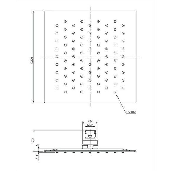 Верхний душ Omnires Slimline WGU220/KCR Хром Верхний душ Omnires Slimline WGU220/KCR Хром
