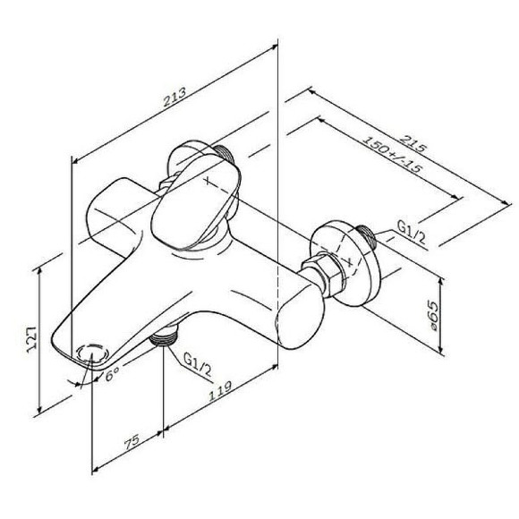 Смеситель для ванны AM.PM Spirit V2.0 F70A10000 Хром Смеситель для ванны AM.PM Spirit V2.0 F70A10000 Хром