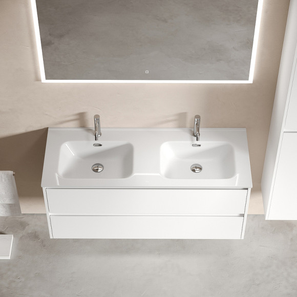 Тумба под раковину Sancos Libra 120 LB120-2W подвесная Белый глянец