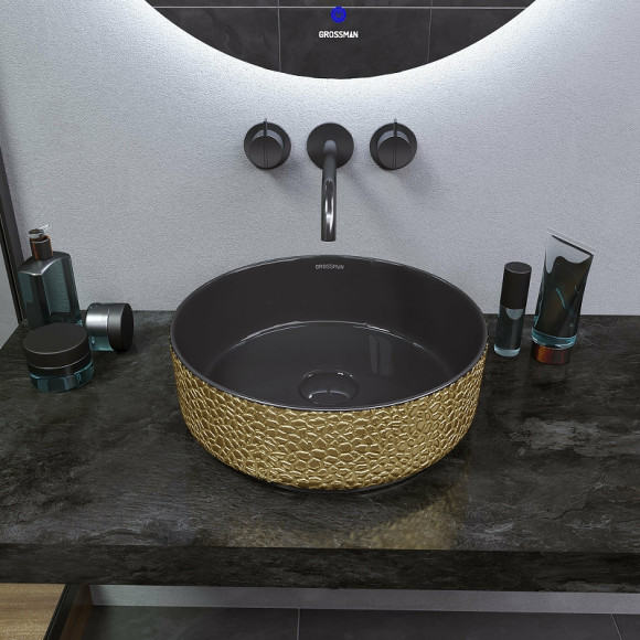 Раковина-чаша Grossman Color 35 GR-5010GBL Золото Черная Раковина-чаша Grossman Color 35 GR-5010GBL Золото Черная