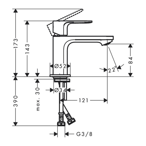 Смеситель для раковины Hansgrohe Rebris E 72554670 Черный матовый