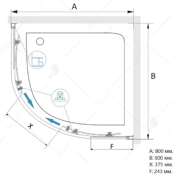 Душевой уголок RGW Classic CL-54 80х80 32095488-11 профиль Хром стекло прозрачное