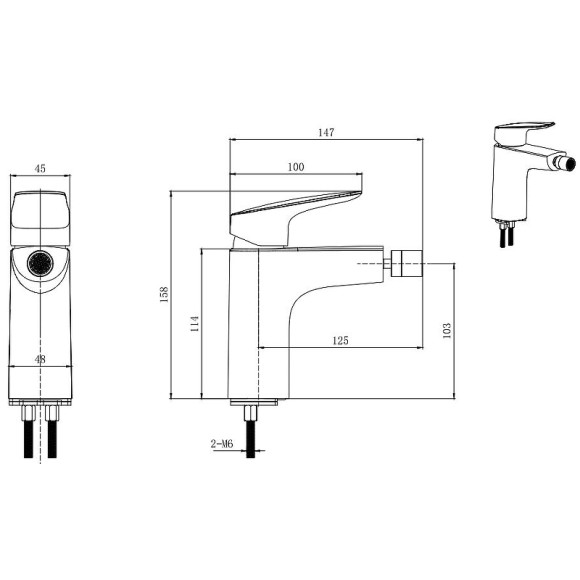 Смеситель для биде Aquatek Вега AQ1018MB Черный матовый Смеситель для биде Aquatek Вега AQ1018MB Черный матовый
