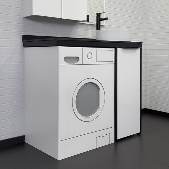 Тумба с раковиной Comforty Лозанна 100 00-00013800 под стиральную машину Белая глянцевая Калакатта Блэк Тумба с раковиной Comforty Лозанна 100 00-00013800 под стиральную машину Белая глянцевая Калакатта Блэк