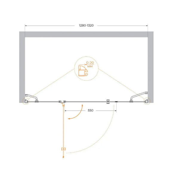 Душевая дверь Cezares Verona 130 L VERONA-W-B-13-30+60/40-P-Cr-L профиль Хром стекло текстурное