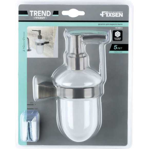 Дозатор для жидкого мыла Fixsen Trend Graphite FX-98012 Черный графит