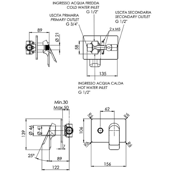 Смеситель для душа Remer Infinity I09HRG Хром Смеситель для душа Remer Infinity I09HRG Хром