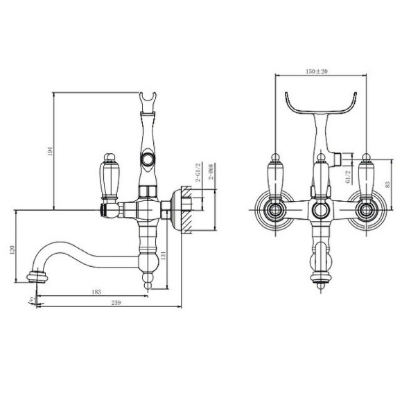 Смеситель для ванны Caprigo Adria-Classic Metal Edition 03M-510-vot Бронза Смеситель для ванны Caprigo Adria-Classic Metal Edition 03M-510-vot Бронза