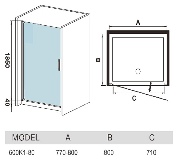 Душевая дверь в нишу WeltWasser WW600 K1 80 10000002731 профиль Хром стекло прозрачное Душевая дверь в нишу WeltWasser WW600 K1 80 10000002731 профиль Хром стекло прозрачное