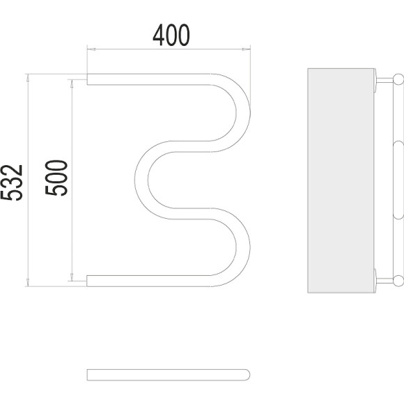Водяной полотенцесушитель Terminus М-образный (1) БШ 500х400 4620768881466 Хром, боковое подключение, G 1" НР