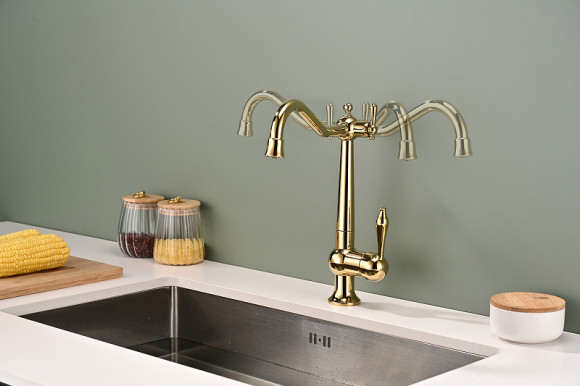Смеситель для кухни Paulmark Retro Re213226-G Золото Смеситель для кухни Paulmark Retro Re213226-G Золото