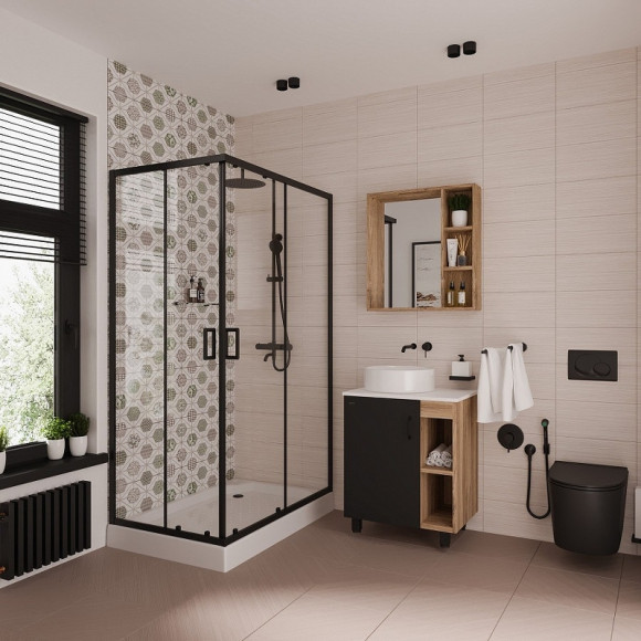 Душевой уголок Niagara Nova NG-6811-08 BLACK 120х90 профиль Черный стекло прозрачное Душевой уголок Niagara Nova NG-6811-08 BLACK 120х90 профиль Черный стекло прозрачное