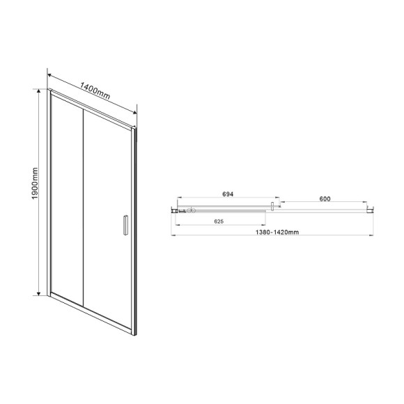 Душевая дверь Vincea Garda 140 VDS-1G140CLB профиль Черный стекло прозрачное