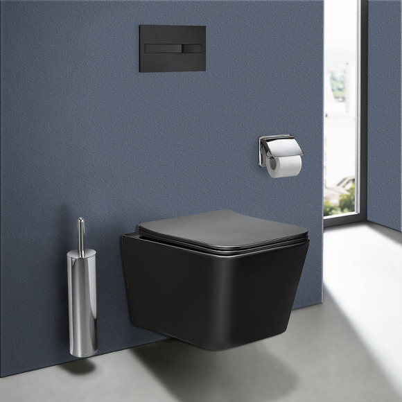 Унитаз Vincea Q-Line VT1-12MB подвесной Черный матовый с сиденьем Микролифт Унитаз Vincea Q-Line VT1-12MB подвесной Черный матовый с сиденьем Микролифт